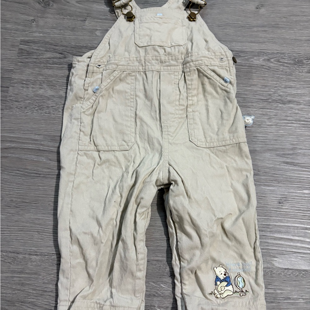 Disney Cream Overalls with Embroidered Character